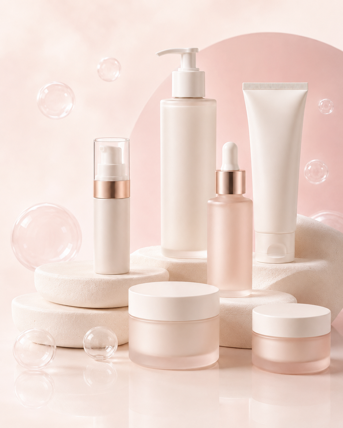 Composição elegante de produtos genéricos de skincare